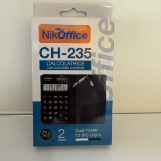 Calcolatrice con Custodia NIK CH-235 β Dual Power 12 Cifre